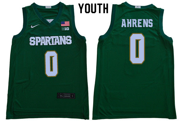 2019-20 Youth #0 Kyle Ahrens Michigan State Spartans College Basketball Jerseys Sale-Green